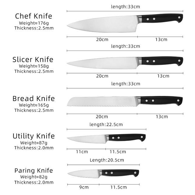 3Cr13 Global Knife Set with ABS Handle