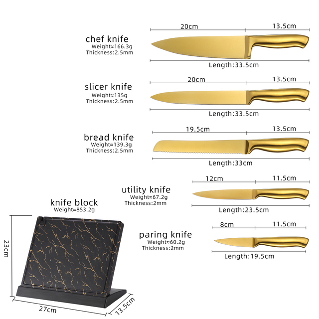 Stainless Steel Knife Sets for Kitchen with Block