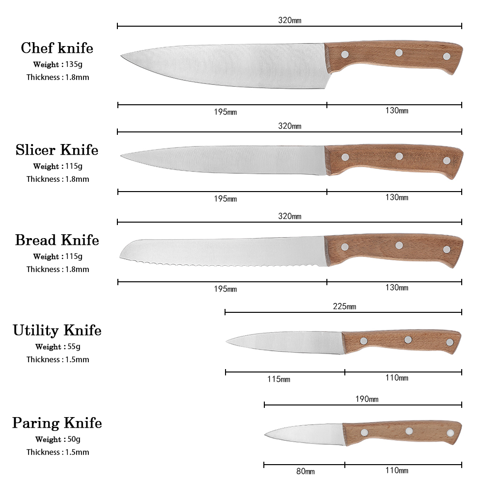 Knife Sets With Wooden Handle S5-30-W