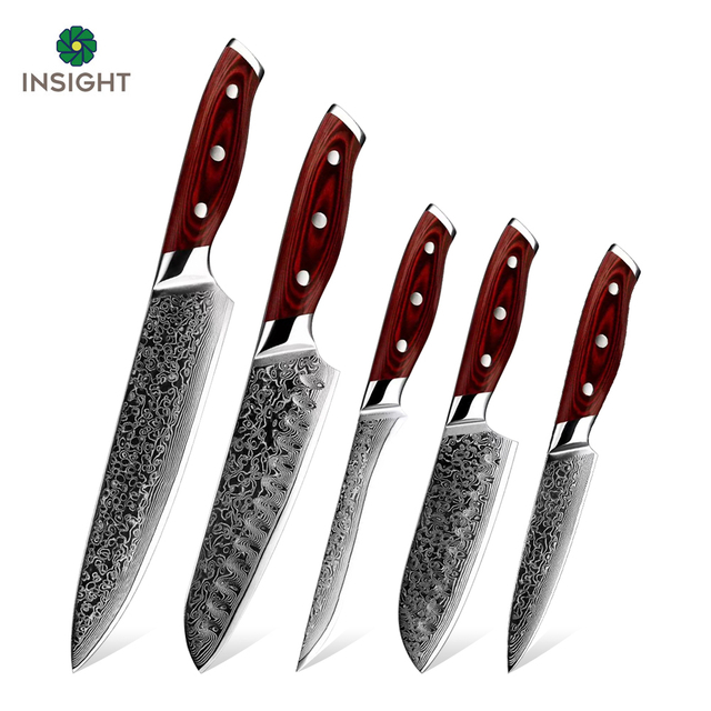Stainless Steel Damascus Texture Kitchen Knife Set