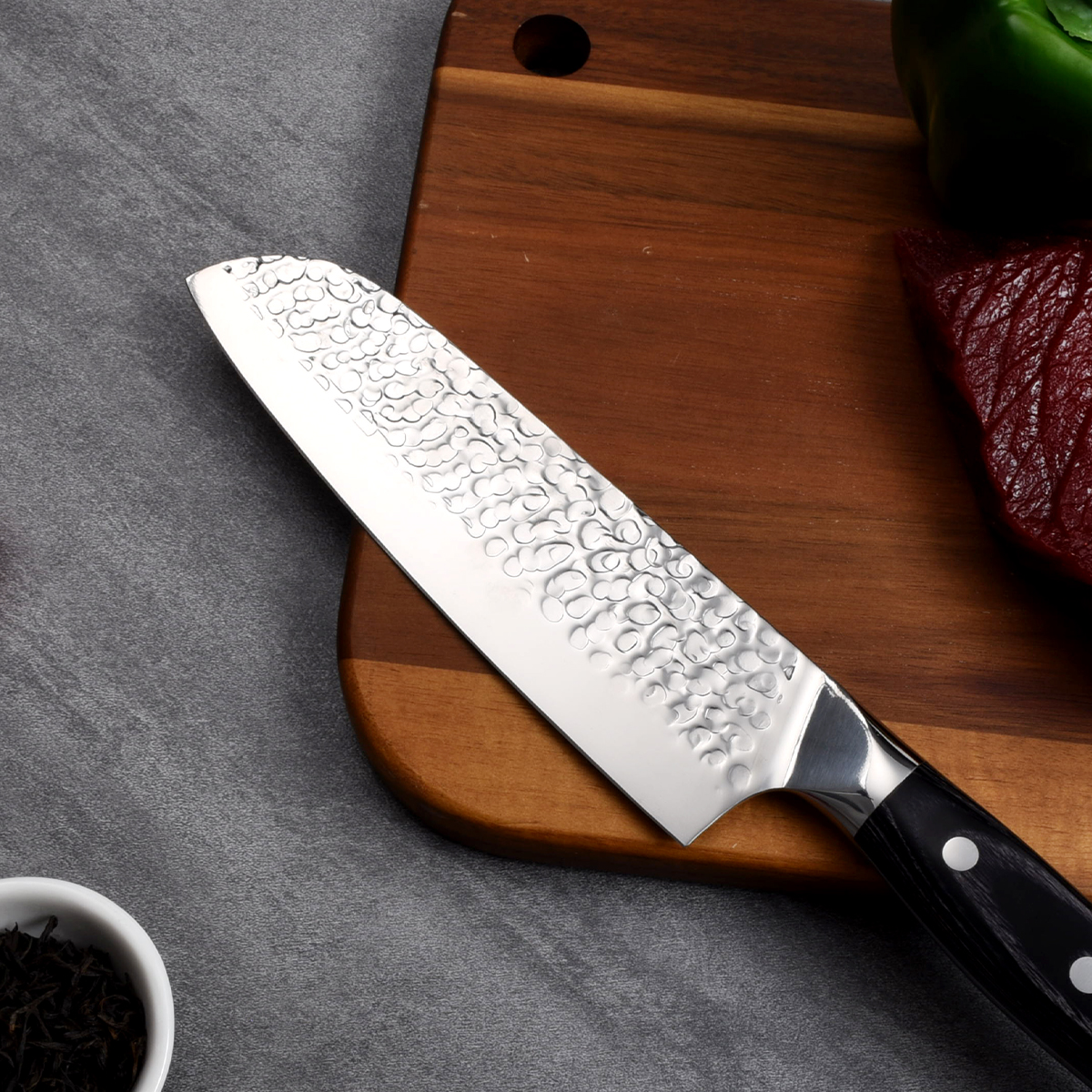 Stainless Steel Wooden Handle Santoku Knife