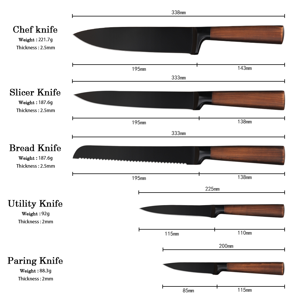 5 Piece Knife Set With Acacia Stand S6-015