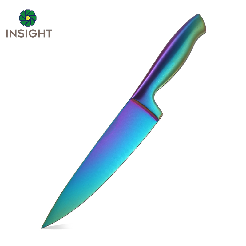 Knife with Titanium Coated Rainbow Blades