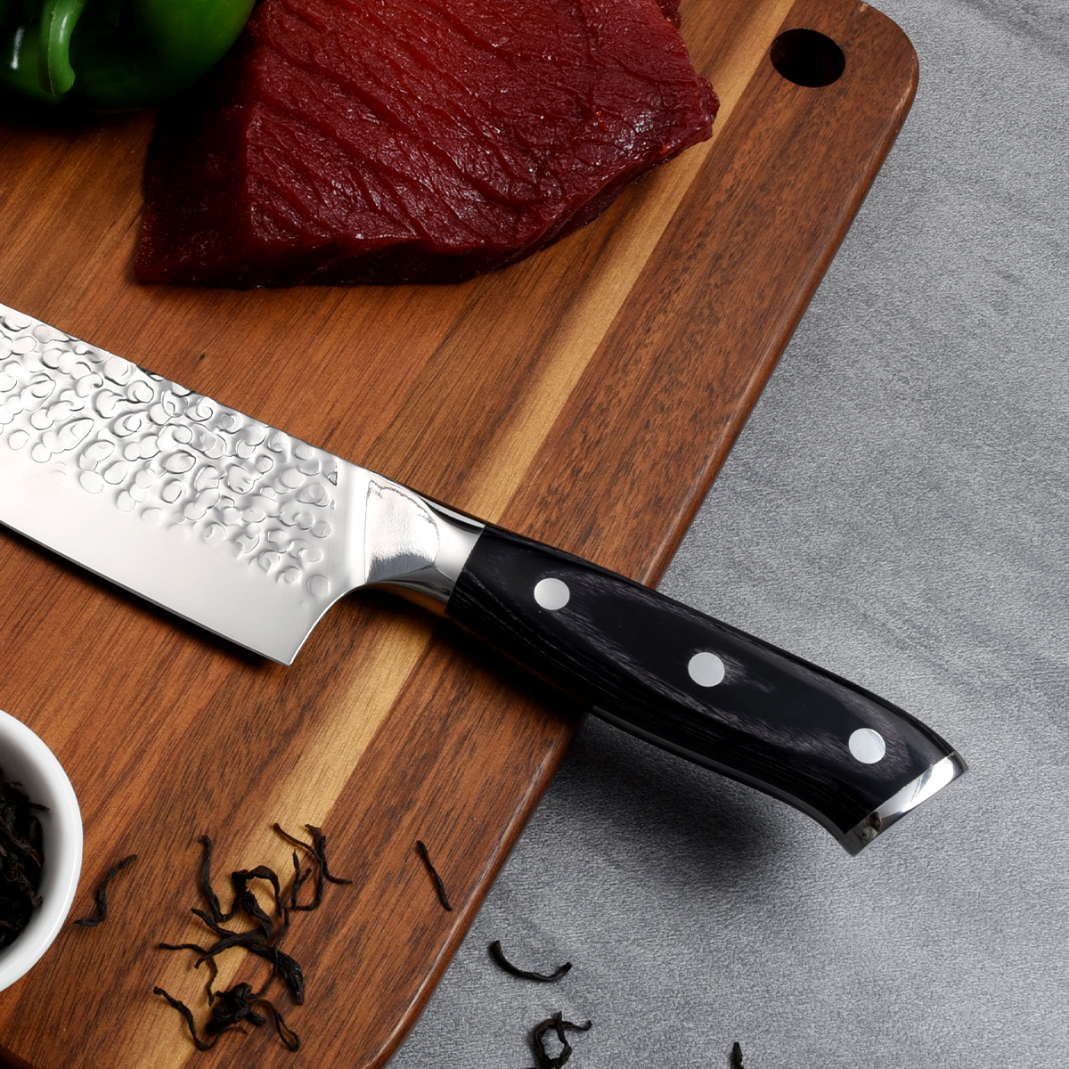 Stainless Steel Wooden Handle Santoku Knife