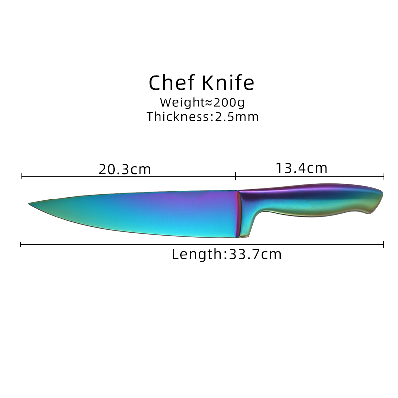 Knife with Titanium Coated Rainbow Blades