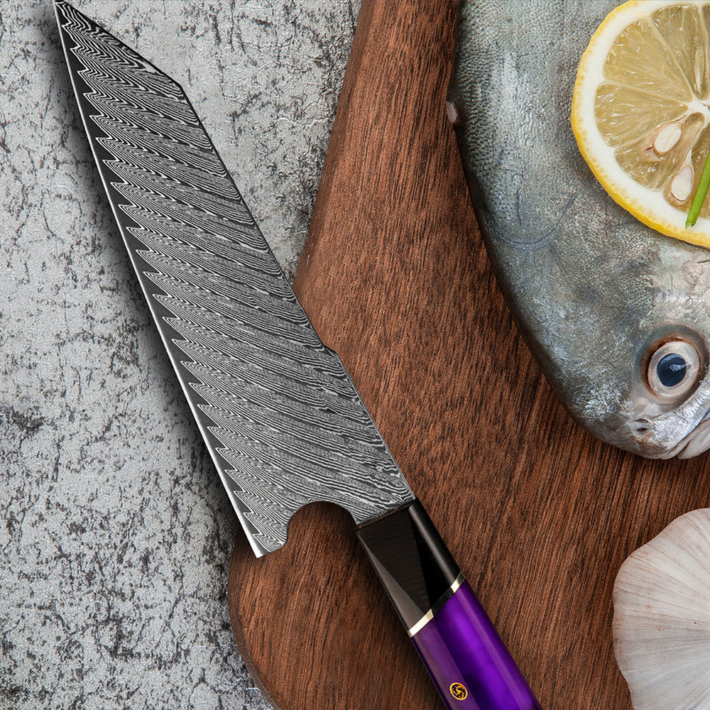 Damascus Kitchen Knife With G10 Handle