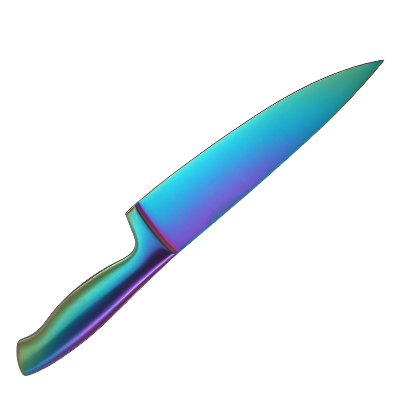 Knife with Titanium Coated Rainbow Blades