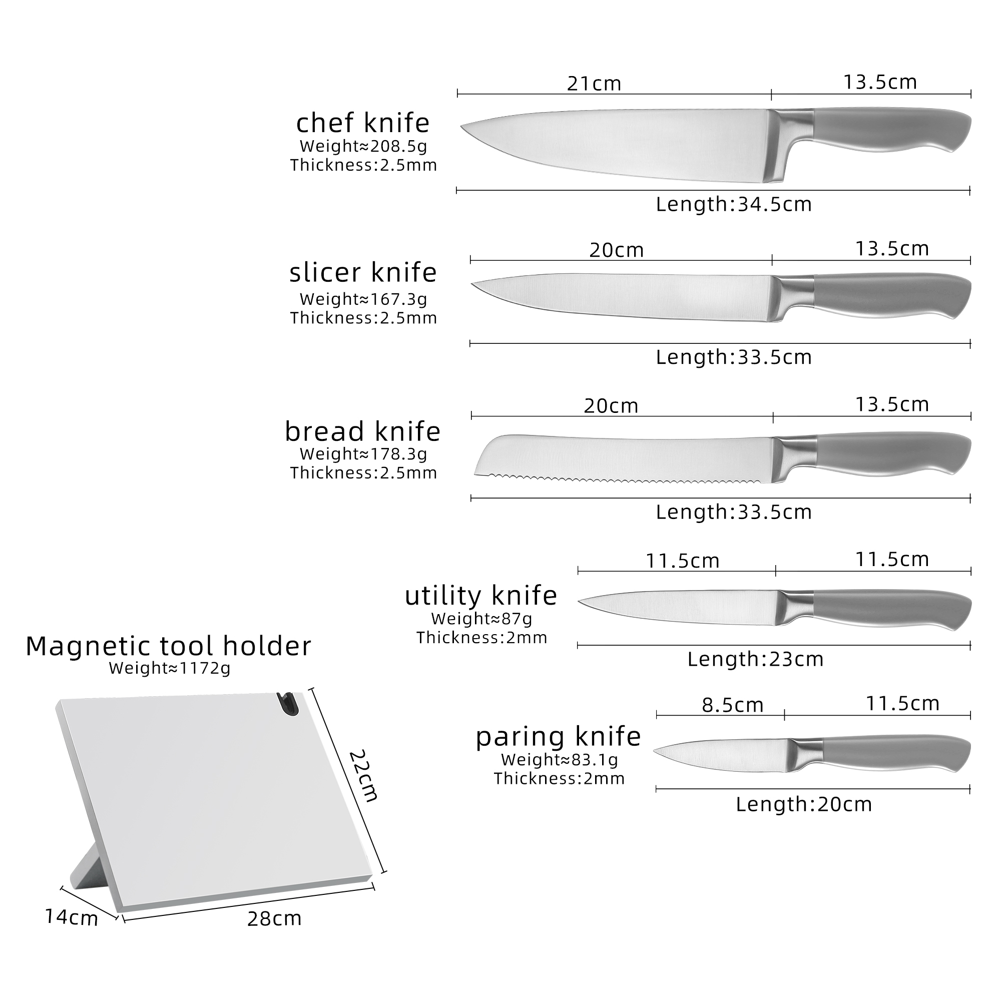 High-Carbon Stainless Steel Knife Set S6-118-J2S4