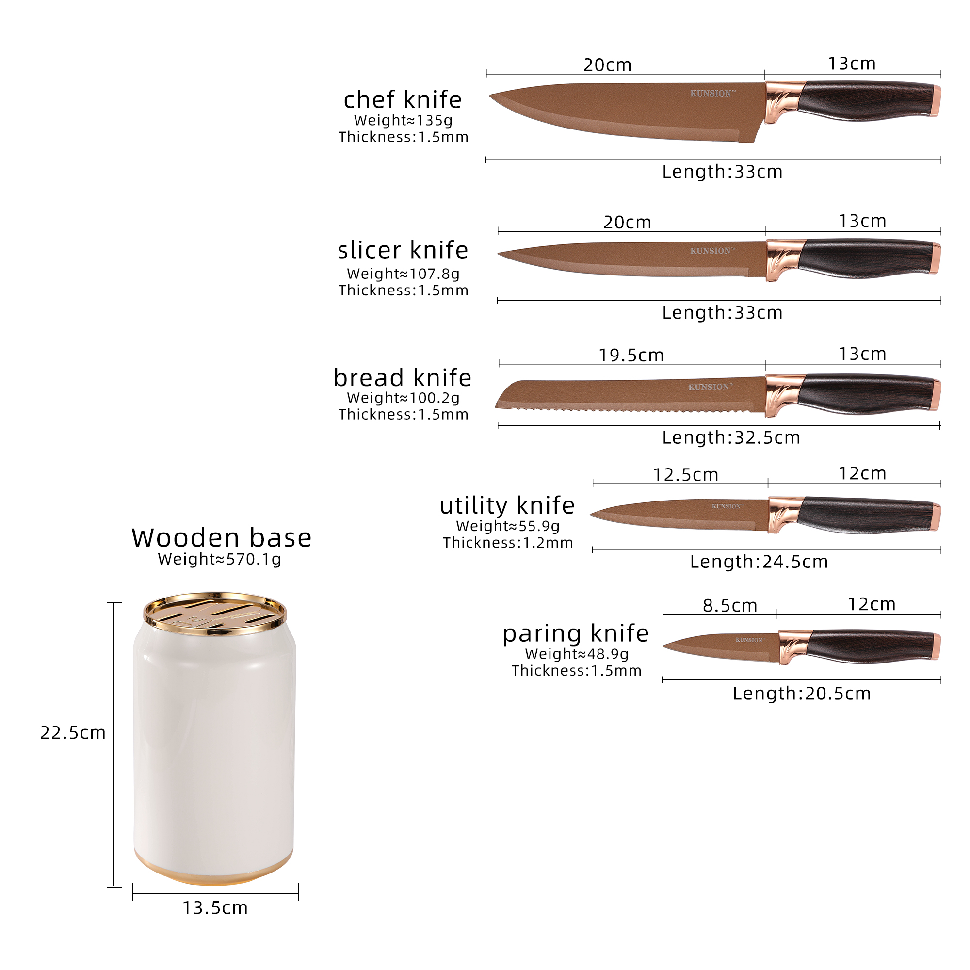 6-Pieces Professional Stainless Steel Knives Set