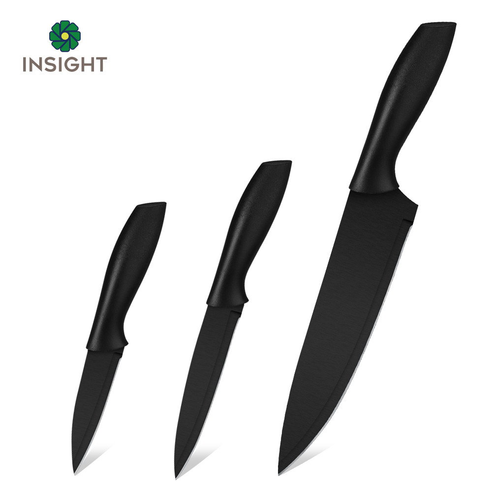 Black Plastic Handle Kitchen Knife Set