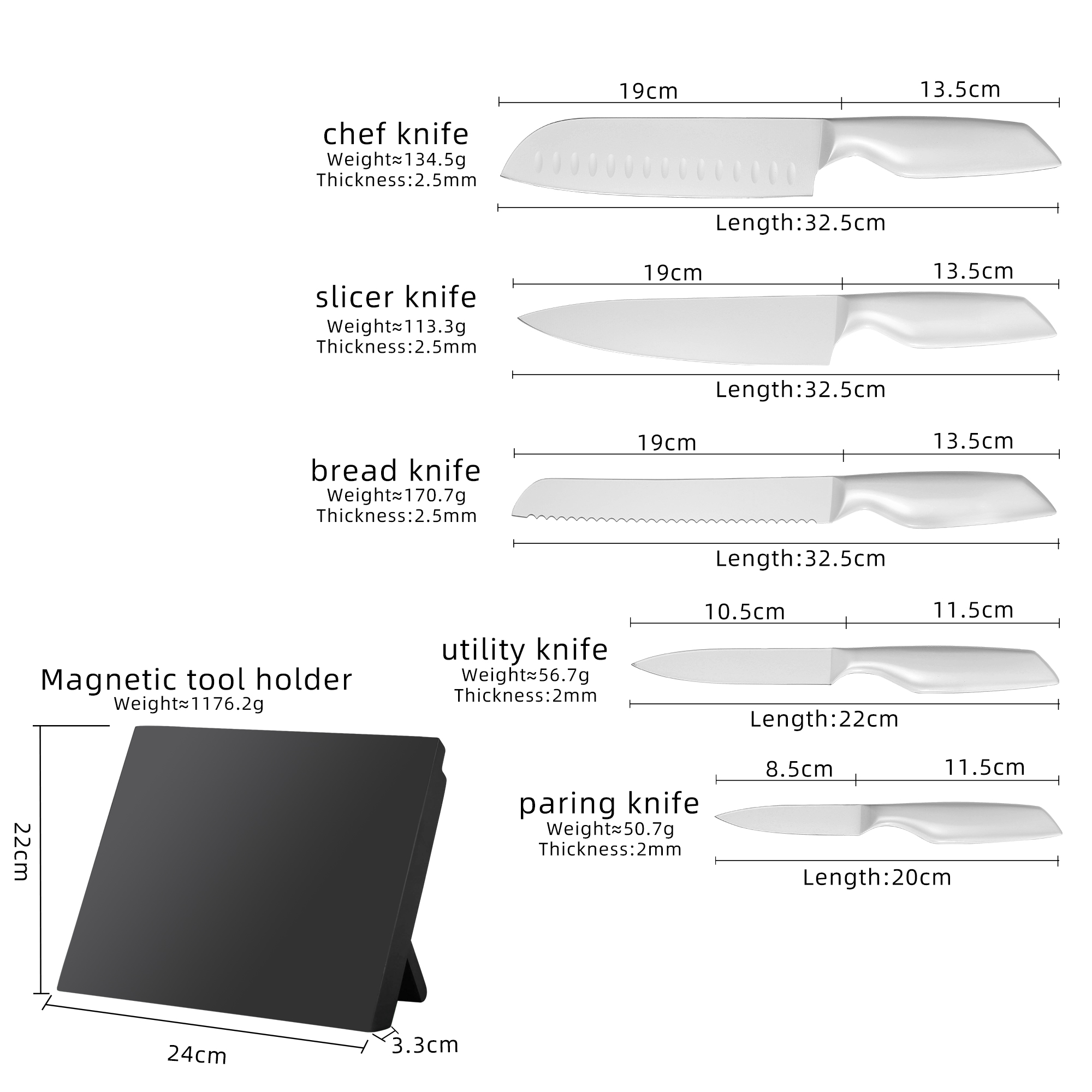 One-Piece Design Knives Set for Kitchen