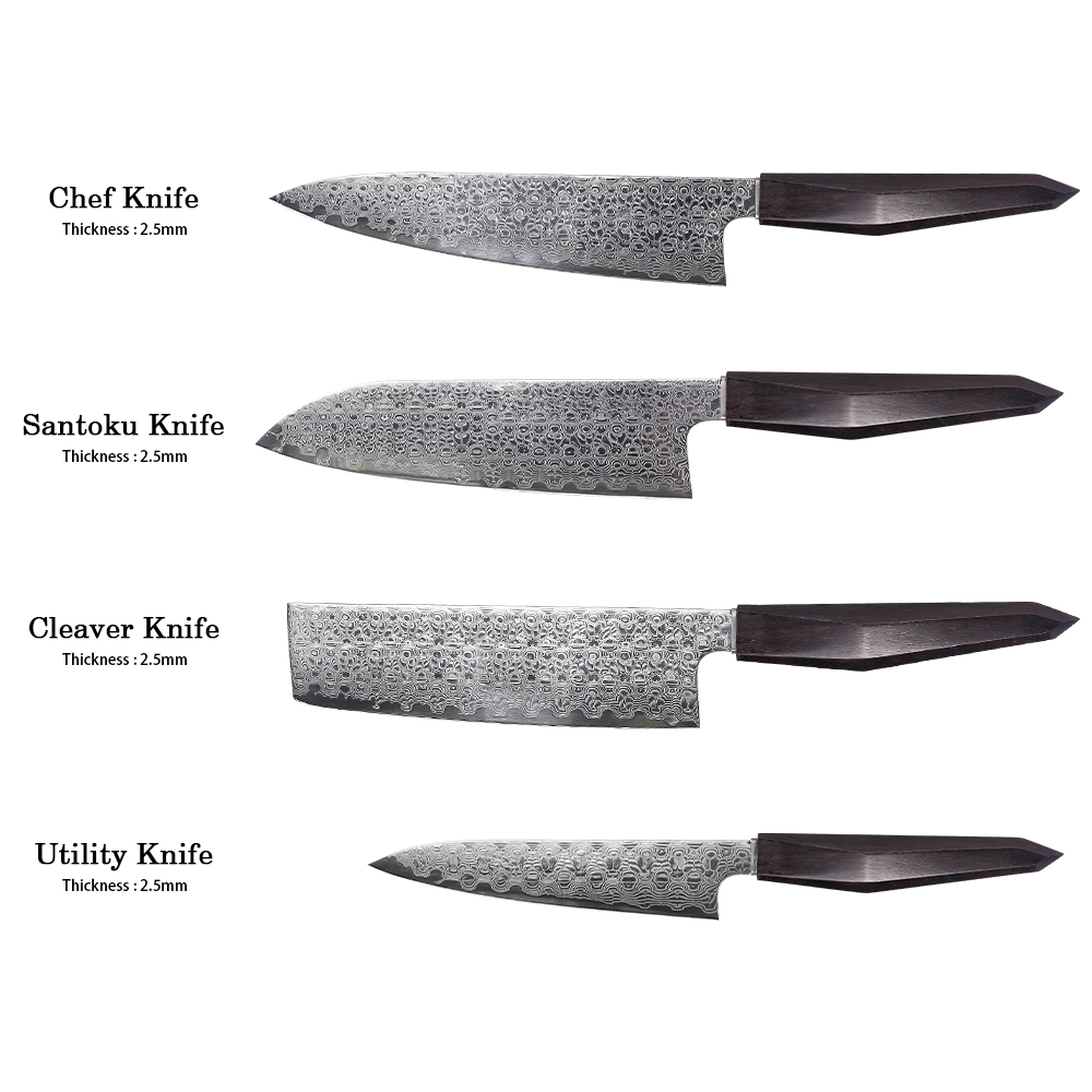 Stainless Steel Damascus Pattern Chef Knife Set