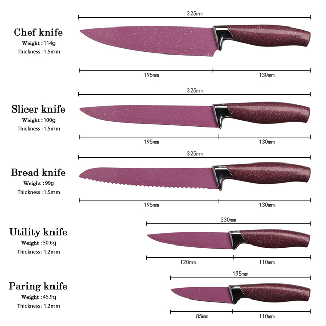 Color-Coded Kitchen Knives Set