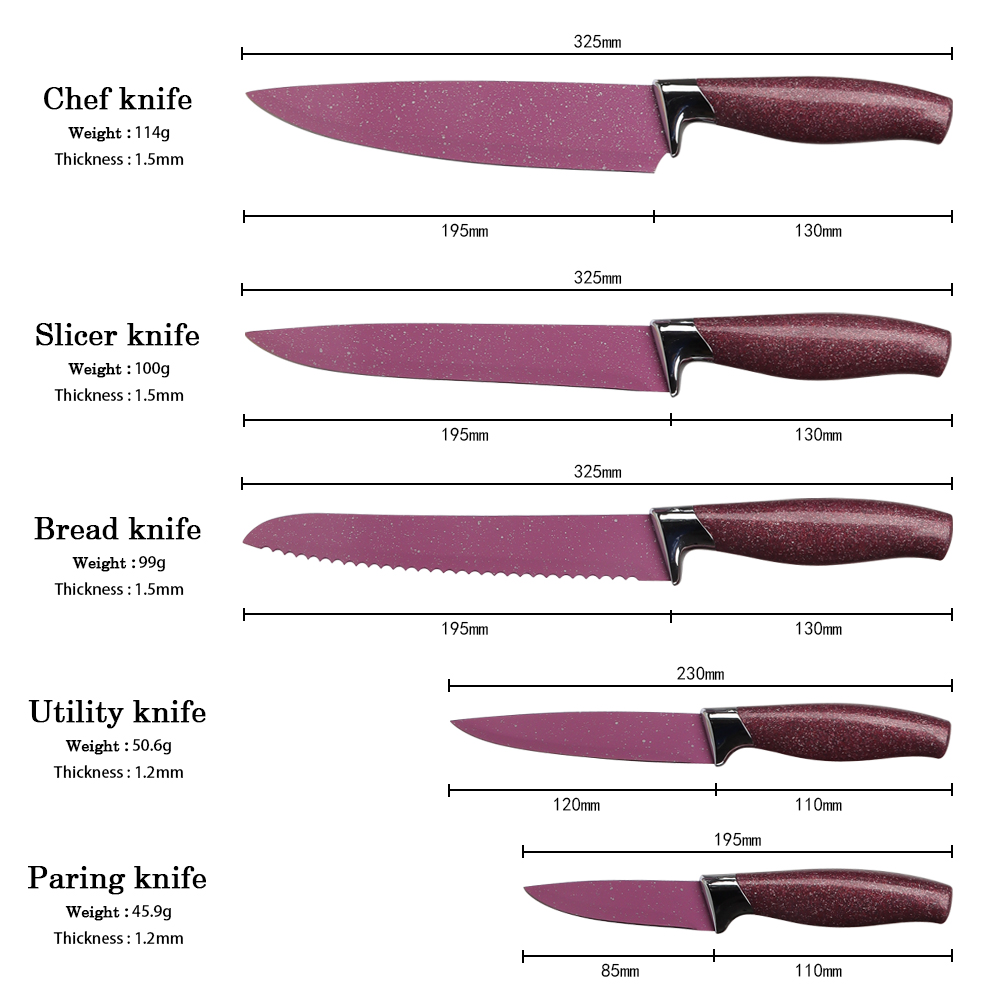 Color-Coded Kitchen Knives Set