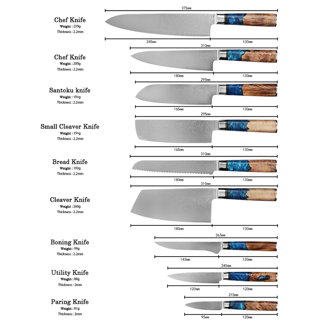 Damascus Steel Knives Set