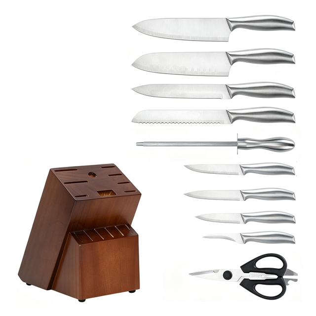 Kitchen Knives Set with Block And Sharpener