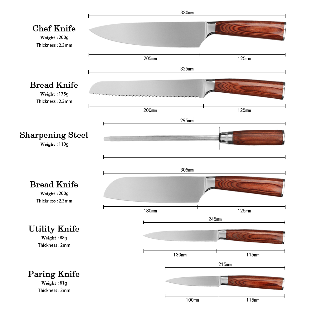 Knife Set With Pakka Wood Handle