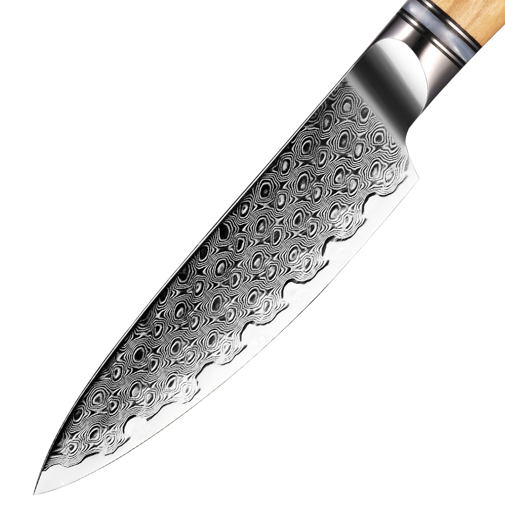Damascus Paring Knife with Olive Wood Handle