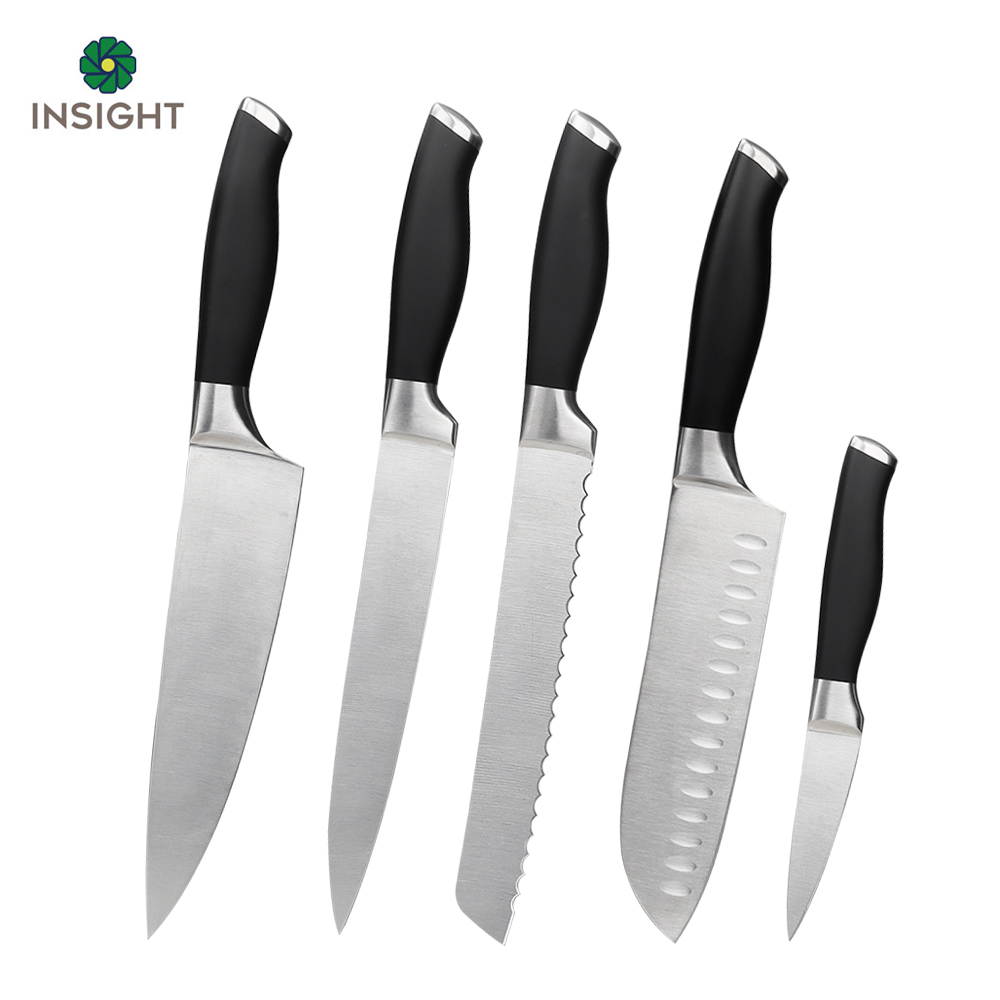 Black Knife Set With Hollow Handle
