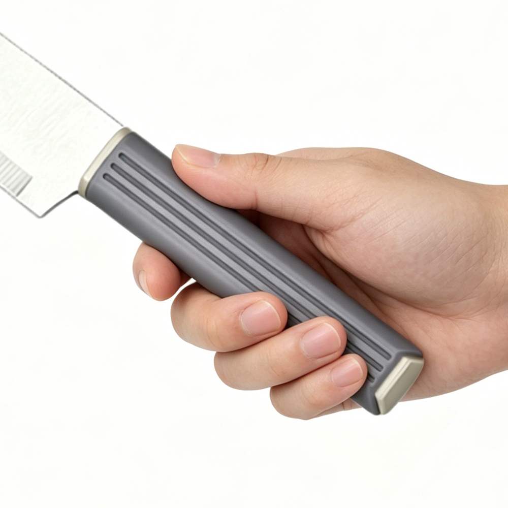 Grey Knife Set With Plastic Handle