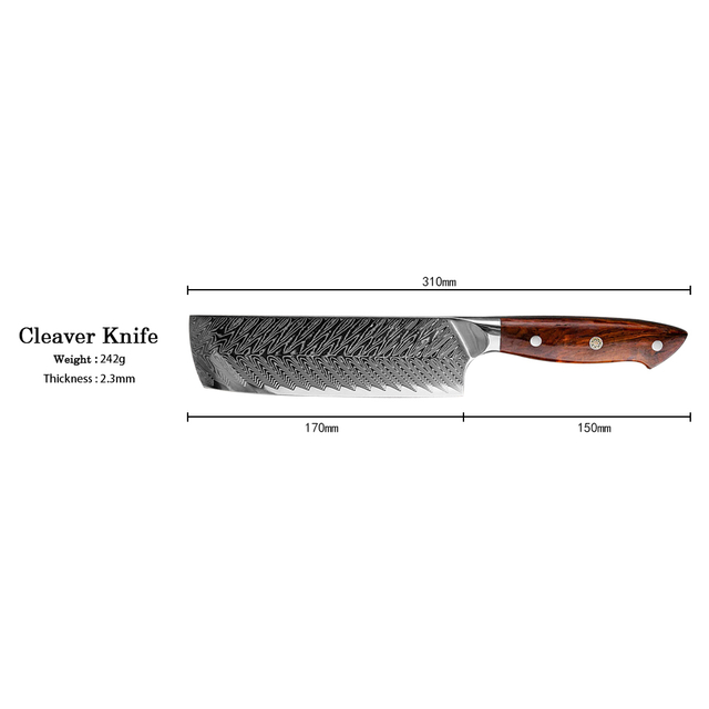 67-Layers Damascus Kitchen Knife with RoseWood Handle