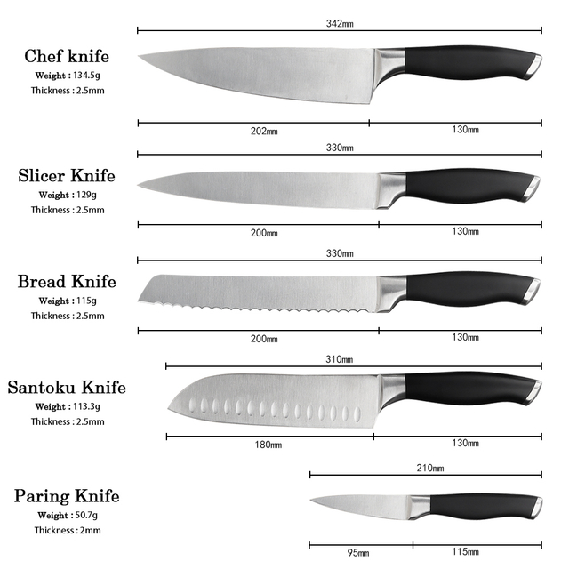 Black Knife Set With Hollow Handle