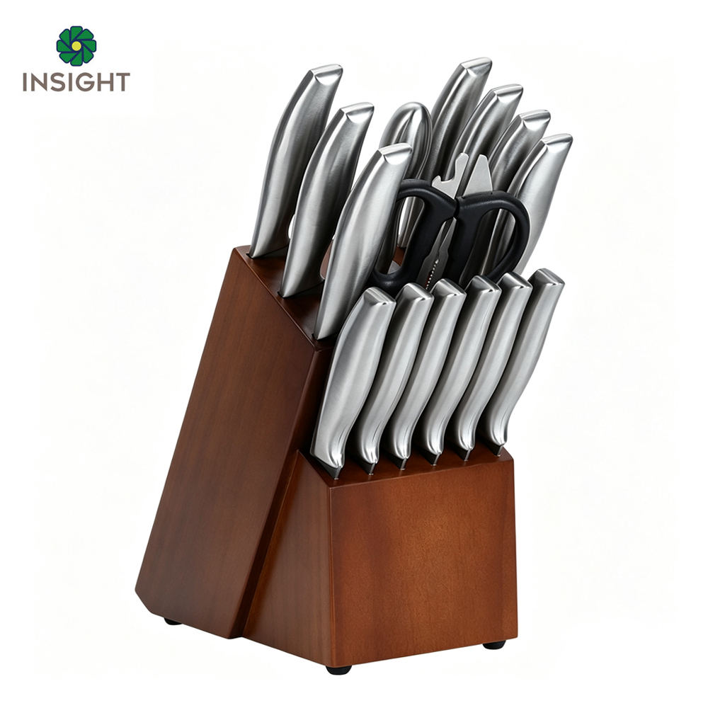 Kitchen Knives Set with Block And Sharpener