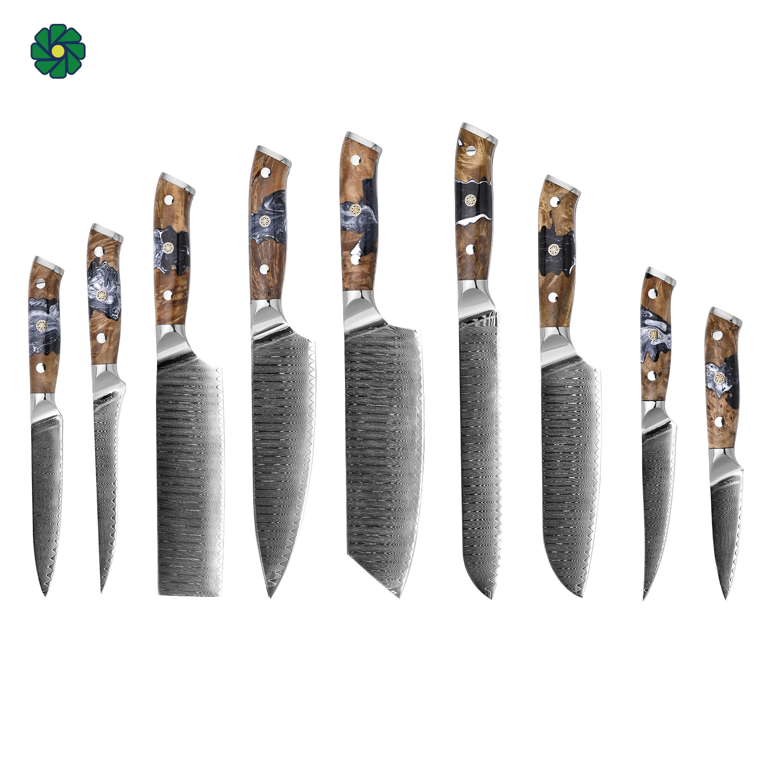 Superior High-carbon Damascus Knife Set