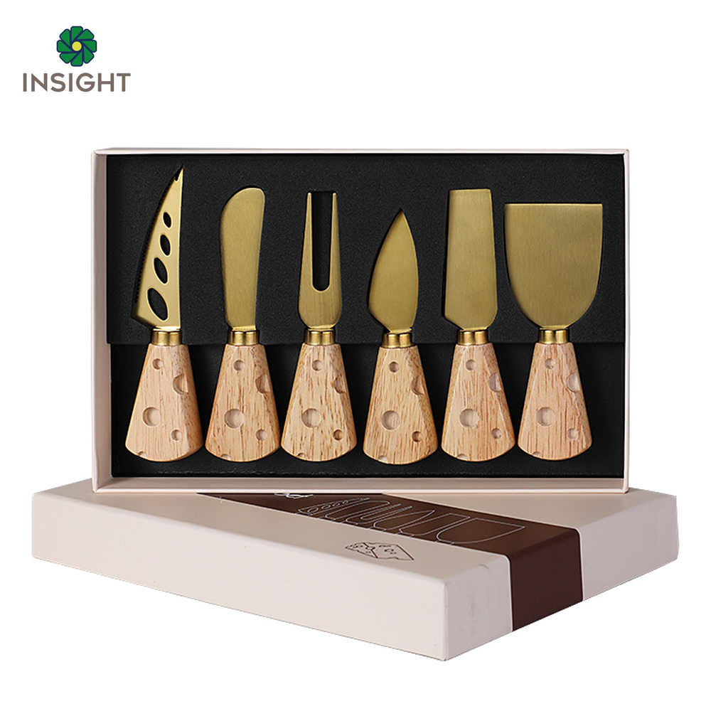Ensemble d'outils &agrave; fromage dor&eacute;s en acier inoxydable 