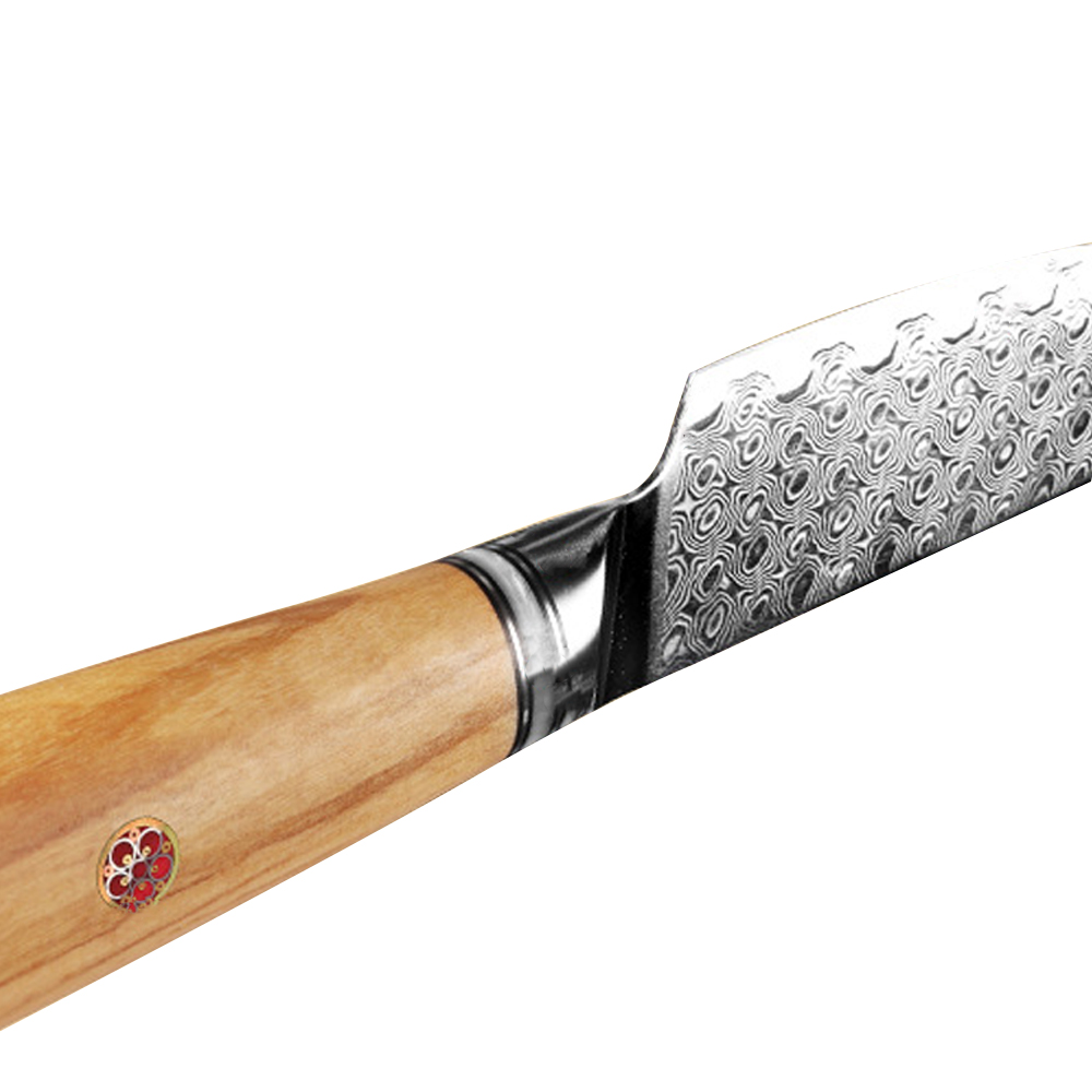 Damascus Paring Knife with Olive Wood Handle
